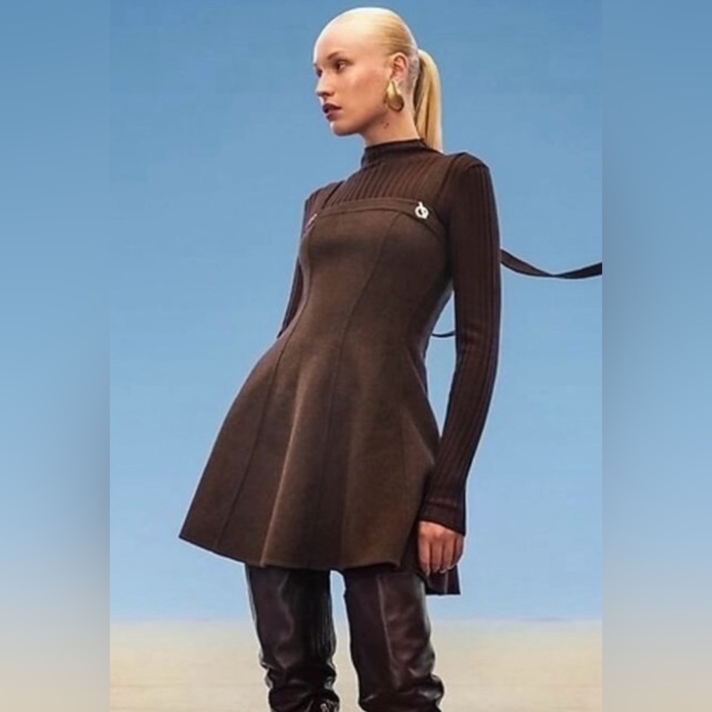 Gap X Cult Gaia Collab Brown Sleeveless Mini Wool Dress